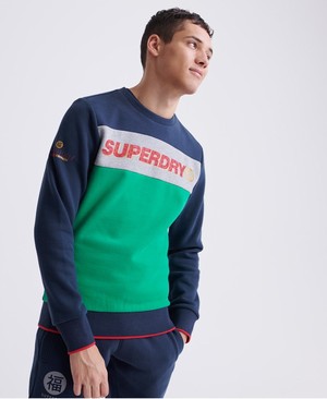 Superdry CNY Crew Férfi Pulóver Sötétkék | LDTGB6051